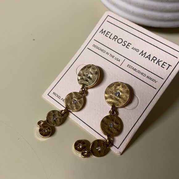 Melrose and market gold rhinestone dangle earrings - Picture 2 of 2